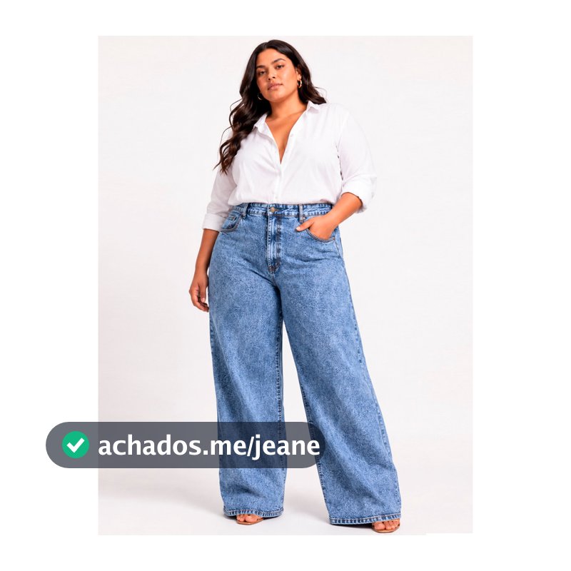 CALÇA JEANS FEMININA WIDE LEG PLUS SIZE VINTAGE AZUL CLARO 42 AO 58
