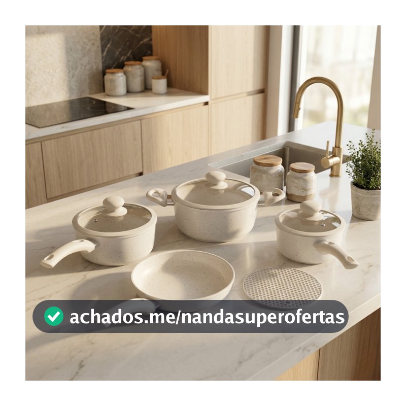 Jogo de Panela Antiaderente 5pçs Cerâmico Fogão Gás/Elétrico/Indução Tampa Silicone Envio Imediato!!