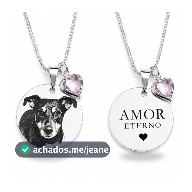 Colar Personalizado com Foto Gravada a Laser, Nome, Frase e Pingente Prata