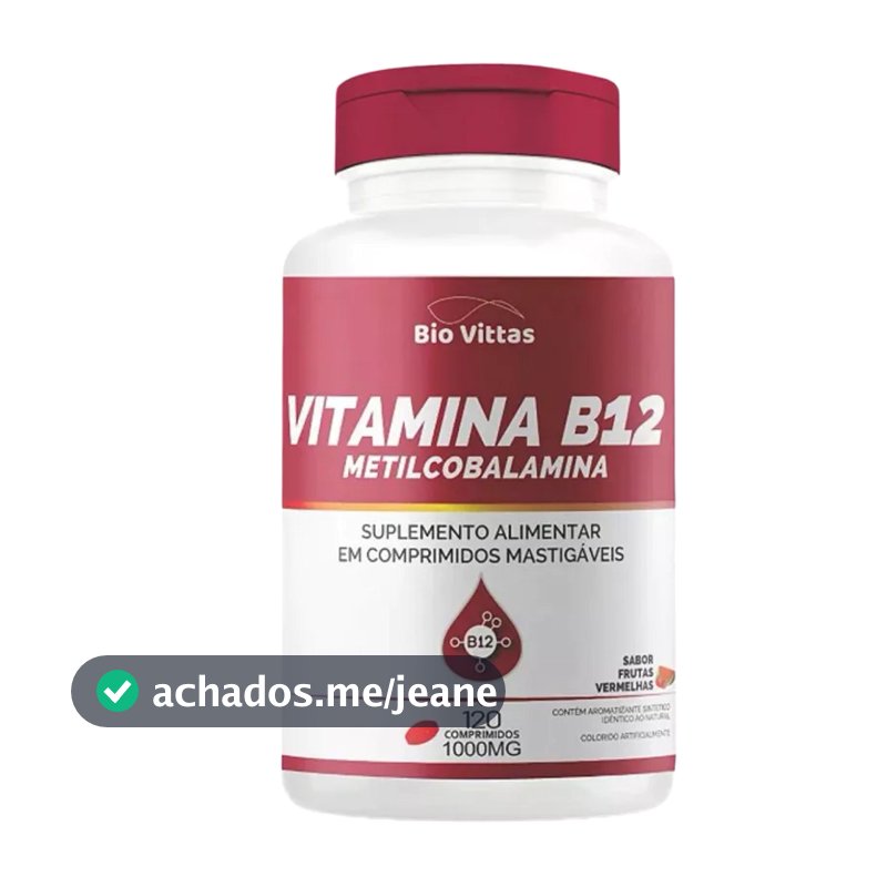 VITAMINA B12 - 1000mg - METILCOBALAMINA - 120 Comp sabor frutas vermelhas - Bio Vittas