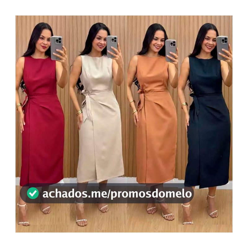 Vestido Feminino Alfaiataria Elegante luxo confortável  Possui zíper nas costas alças laterais