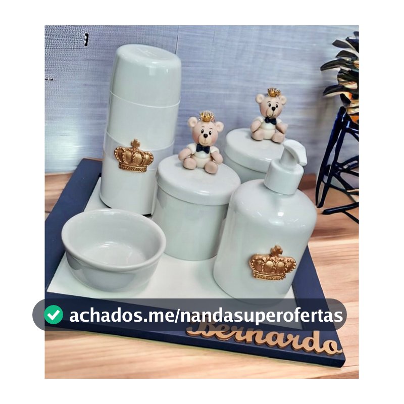 Kit higiene porcelana ursinho Rei Príncipe Princesa com nome do bebe