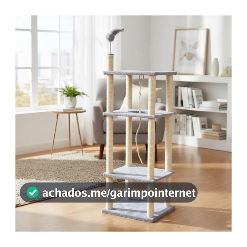 Arranhador Torre para Gatos Grande 4 andares com brinquedo chocalho Gato