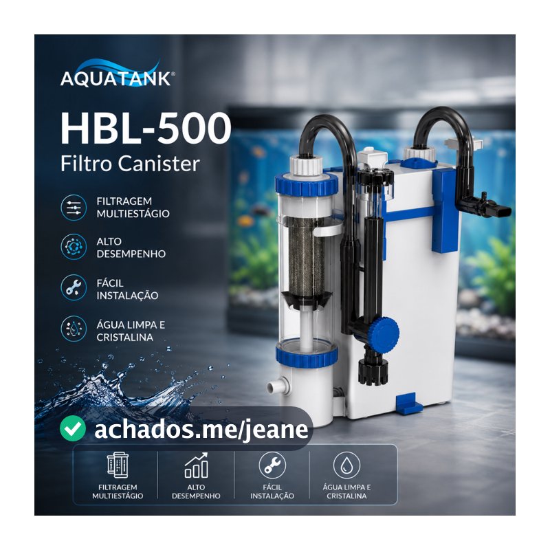 Filtro Mini Canister Ybf-500 + Mídias Brinde Hang On Aquatank HBL-500 Completo Com Mídia 500l/h Sunsun Ybf P/ Aquário