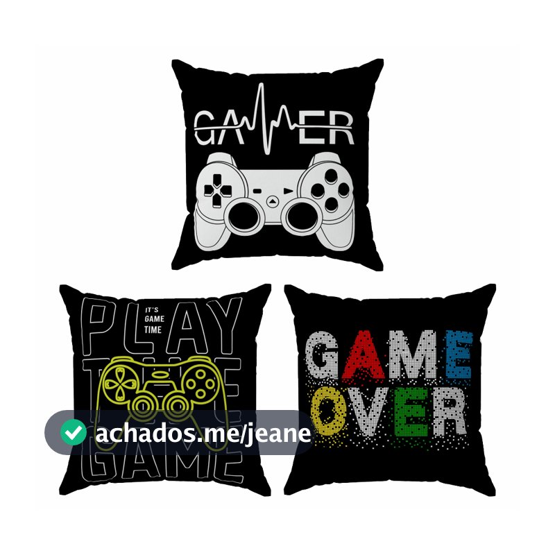 Kit almofadas cheias gamer 30x30cm - presente - decoração MD1530