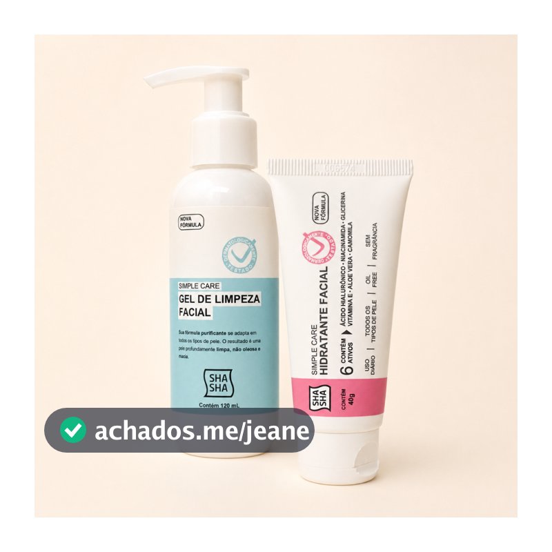 Kit Essencial SHA SHA | Gel de Limpeza Facial 120ml + Hidratante Facial 40g | Rotina Simplificada