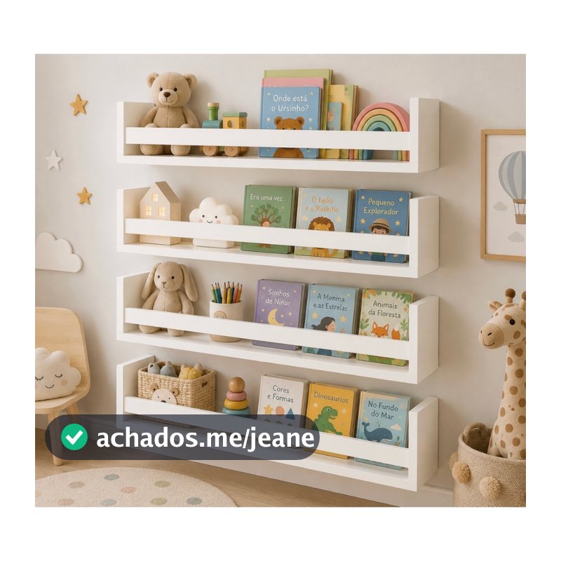 Nicho Prateleira Livros Infantil Montessori MDF 15mm 60cm Já Montada Nicho Parede Decorativa Organizador Quarto Bebê