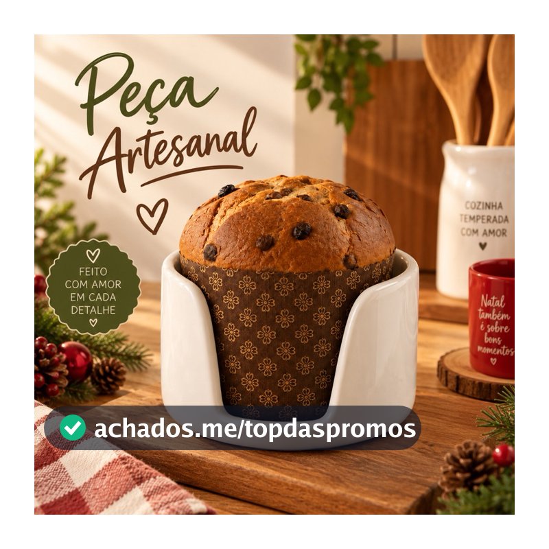 Porta Panetone Cerâmica Esmaltada Premium Branco | Suporte para Panetone e Chocotone