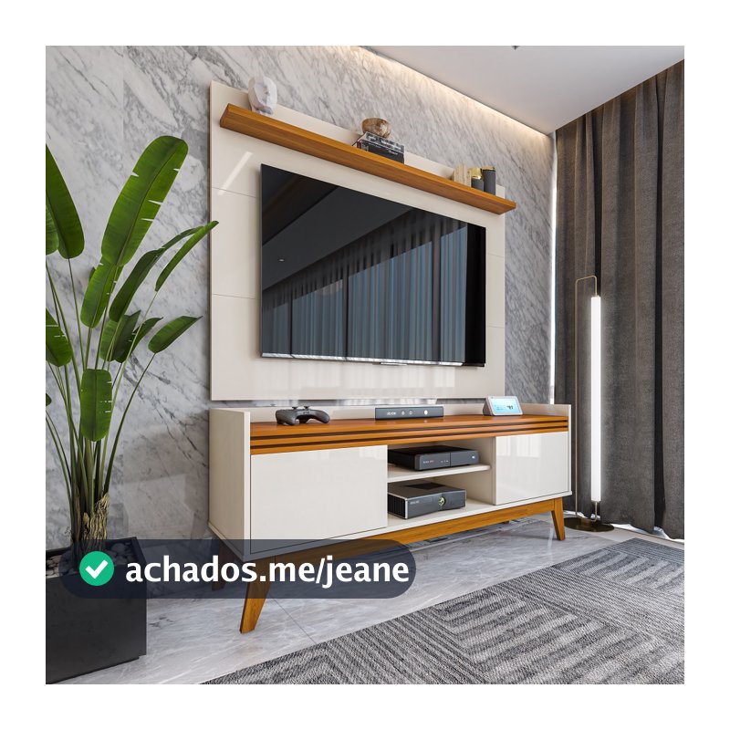 Rack Ripado 2 Portas com Painel para TV 50 Polegadas Astúrias 136cm