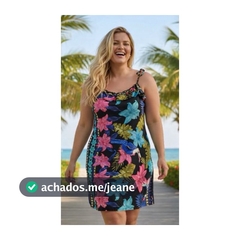vestido curto viscose tropical inspiração
