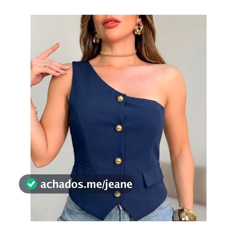Colete Mula Manca Um Ombro Só Alfaiataria Feminino com Botões Dourados