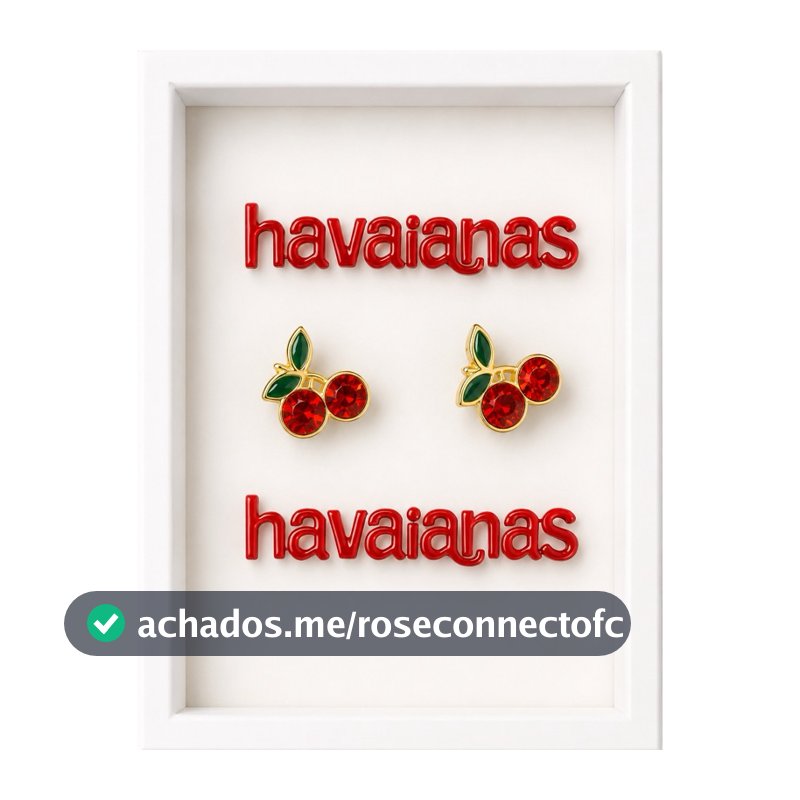 Kit Pins para Chinelos – 1 Par Placa Logo + 1 Par Pingente Cereja | Acessório para Personalização