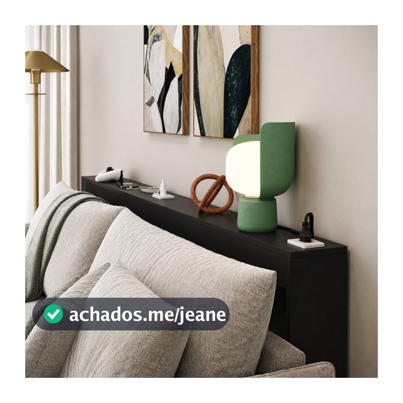 Aparador Console para Sofá 90cm Preto Slim com Tomada Embutida 10A Mesa de Apoio Sala - Ofertamo