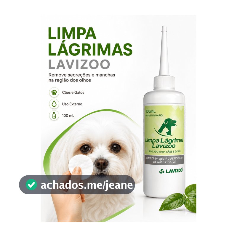 Limpa Lágrimas Lavizoo 100g para Cães e Gatos Remove Ramelas e Manchas Higiene Ocular Original