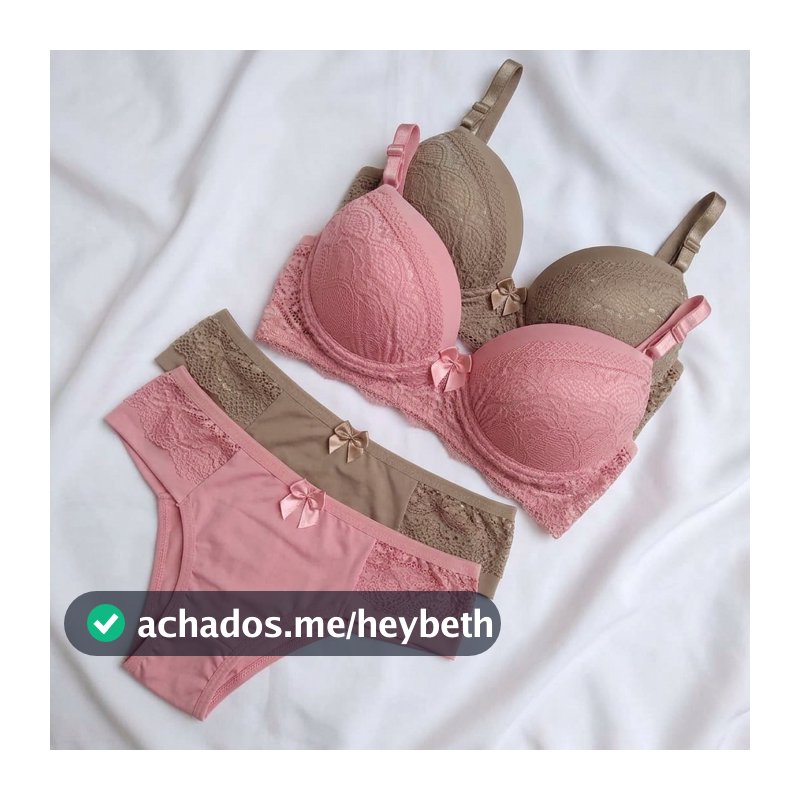 Kit Conjunto Lingerie Feminina Calcinha e Sutiã Com Bojo Rendado Confortável Delicado