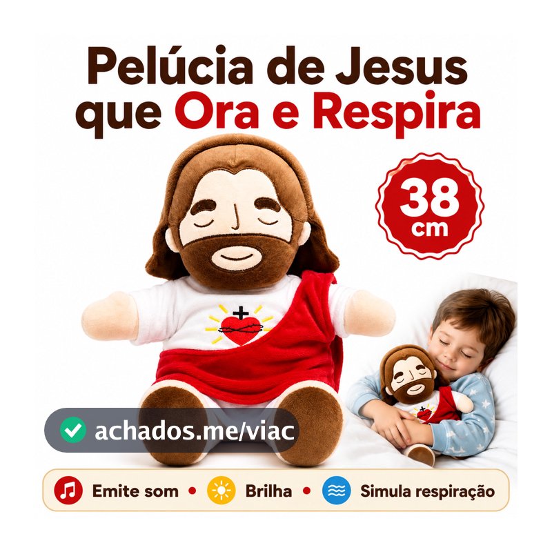 Brinquedo De Jesus Boneco Pelucia Brilha Toca Musica E Respira 38cm Boneco Para Criança Dormir