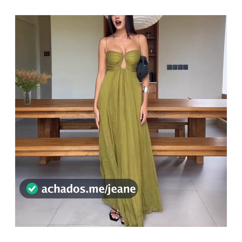 Vestidos Femininos De Alças Finas , Maxi Soltos Casuais De Cintura Alta Com Decote Baixo