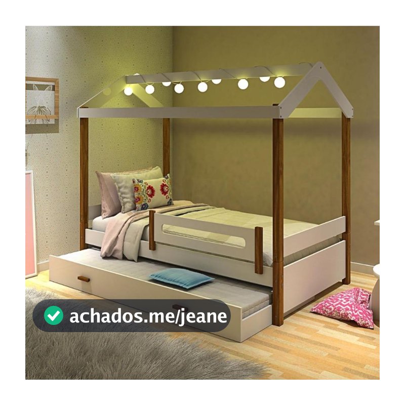 Cama Solteiro Eliz Branca com Luzes e Auxiliar Divaloto