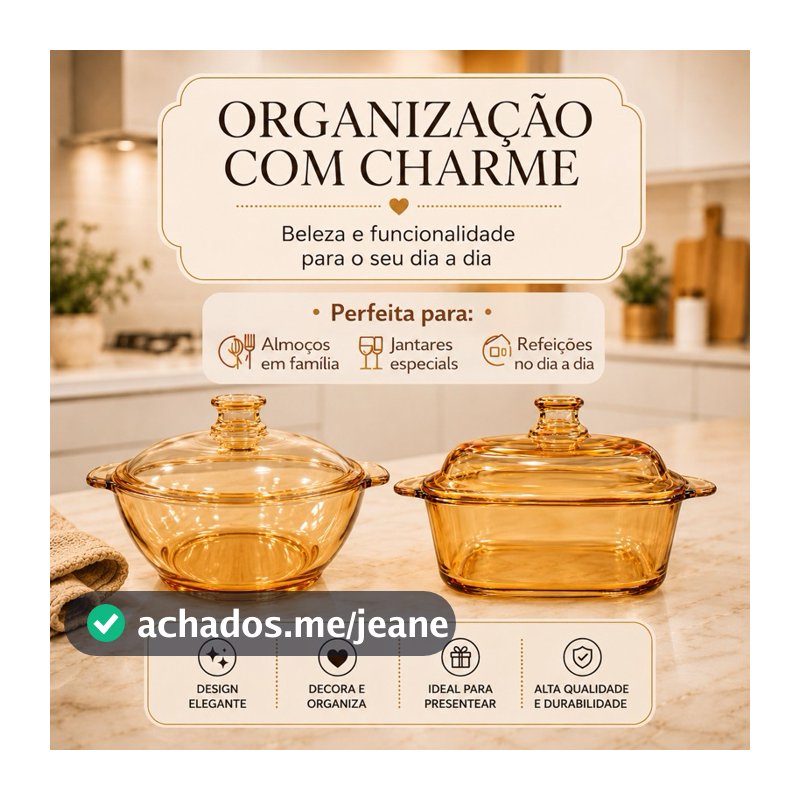 Tigela Travessa de vidro, ambar com tampa 850ml ideal para aramazer, mesa posta e decoração !
