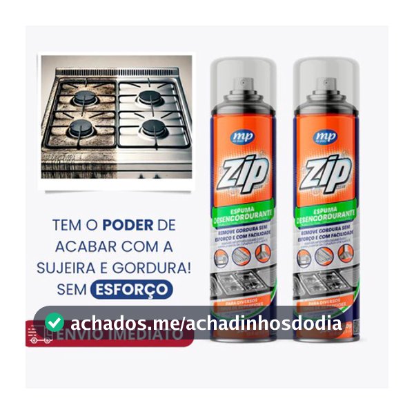 Espuma Desengordurante Spray Limpeza de Cozinha, Fogão e Gordura Pesada Zip Clean 300ml