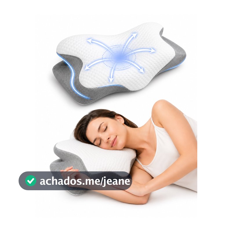 Travesseiro Anti Ronco E Apneia Com Design Ortopédico Nasa Branco Ergonomico Cervical Apoio Braços