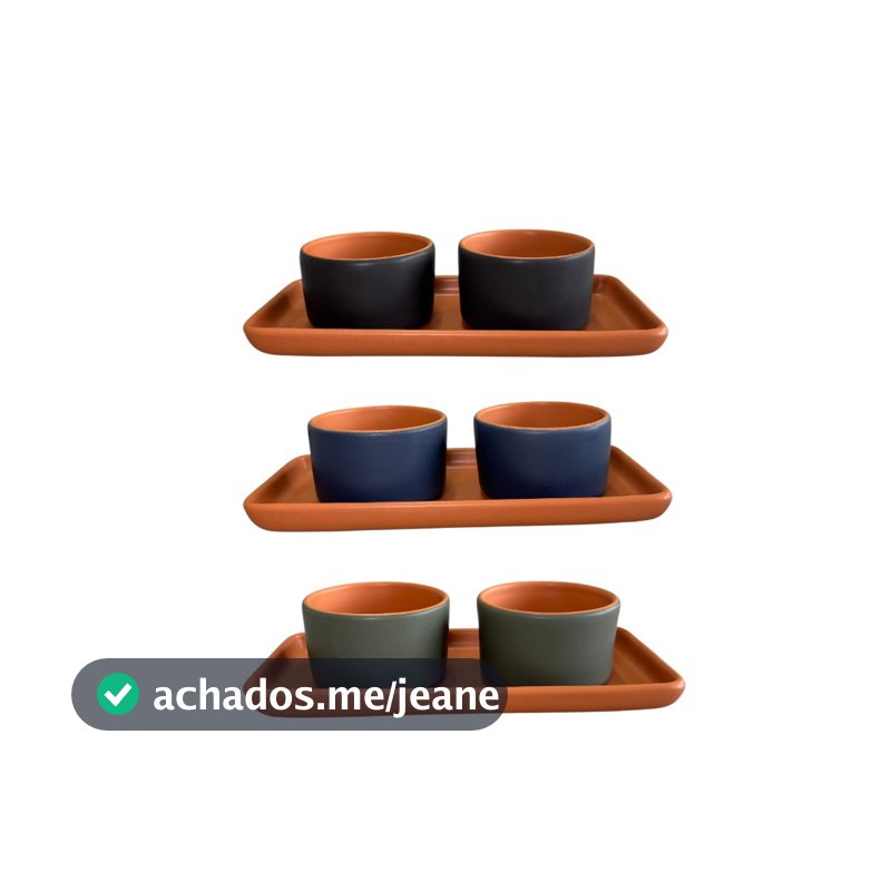 Conjunto Petisqueira/Molheira 3 Peças Cerâmica Bicolor