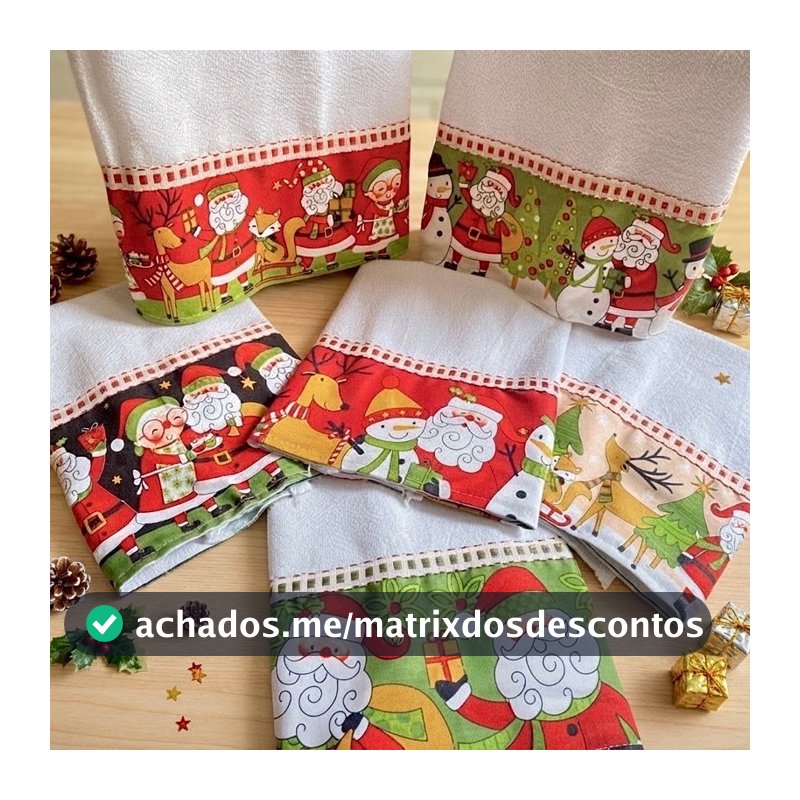 Kit Panos de Prato Natal 4 Peças 100% Algodão Alta Absorção Decoração de Natal Cozinha Pé de Galinha