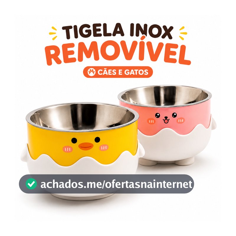 Comedouro Inox para Cães e Gatos com Tigela Removível Fácil de Limpar Design Fofo