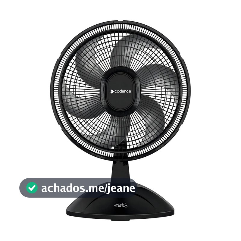 Ventilador de Mesa Cadence Refresh Turbo 40cm 140W 5 Pás Preto VTR410