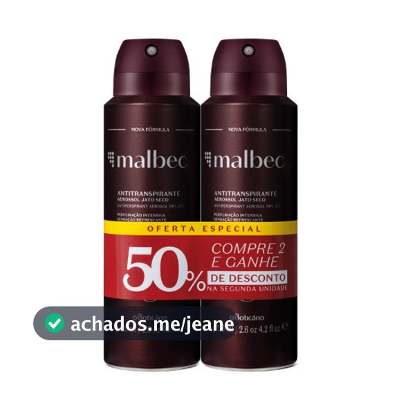 Malbec Desodorante Antitranspirante Aerosol 2x 75g - O Boticário