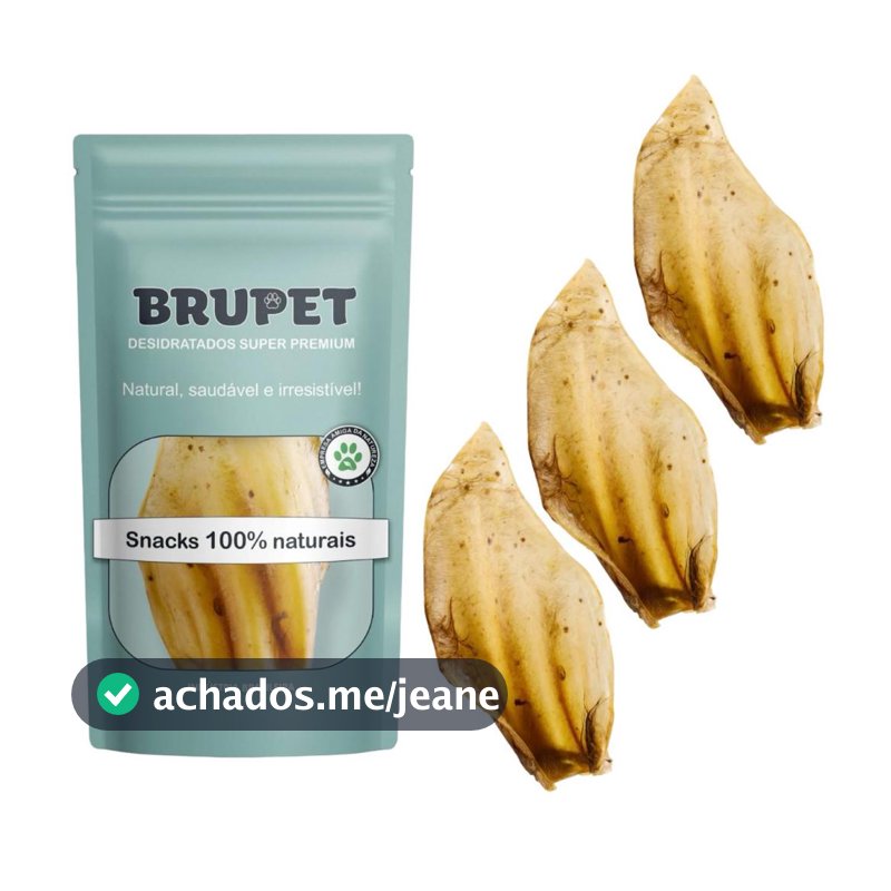 Kit 3 unidades Orelha Bovina Petisco 100% Natural Desidratada Premium para Cães cachorros Brupet