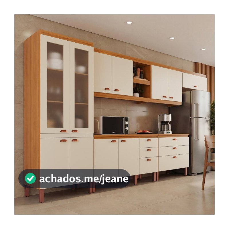 Cozinha Completa Modulada Florença 100% MDF com 2 Balcões 11 Portas e 6 Gavetas