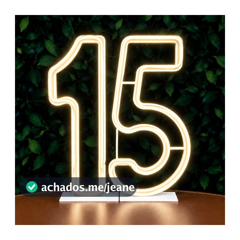 Luminária led neon - Kit Números 1 e 5 decoração 30cm altura Pé embutido aniversário 15 anos