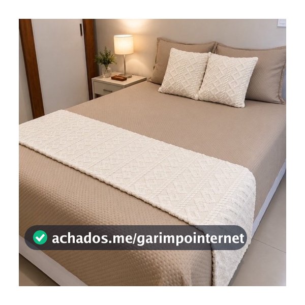 KIT 3 Peças Cama Posta 1 Peseira e 2 Capas de Almofada Decorativa Flannel trançado bem Elegante