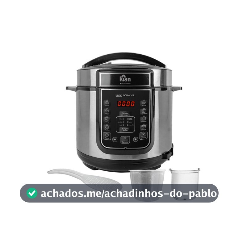 Panela de Pressão Elétrica Kian 5 Litros 900W 127V  Inox/Preto PPE-101