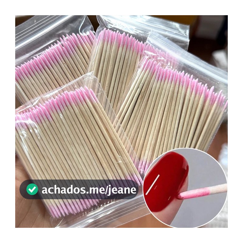 500 Pçs palitos com algodao 7CM -rosa-dupla