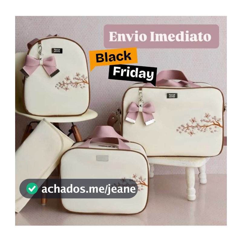 Bolsa Maternidade kit com 4 Peças Termico Impermeável Bordado Borboleta Safari Menina/Menino