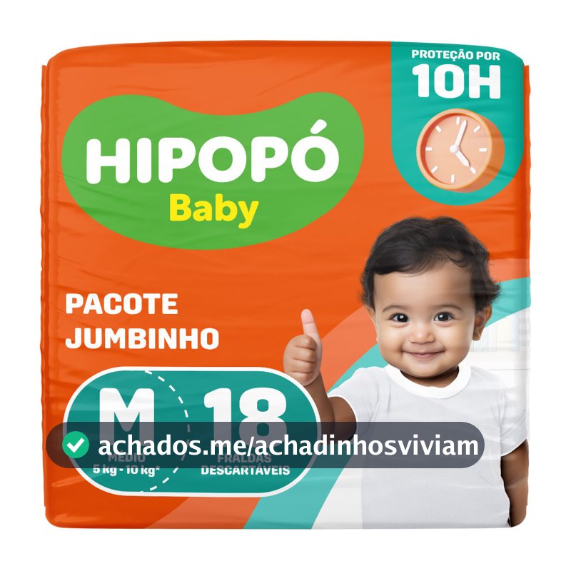 Fralda Hipopó Baby Tamanho M Pacote Jumbinho 18 Unidades Descartáveis