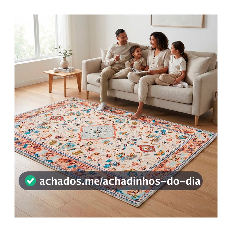 Tapete 1,4 x 2,0 Grande para Sala Quarto Antiderrapante Emborrachado Grosso Antialergico Confortavel