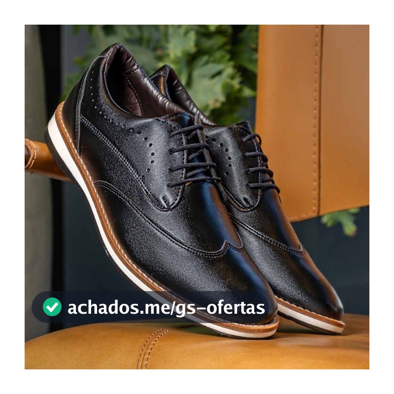Sapato Casual Oxford Versales Masculino com Cadarço e Material Nobre Preto