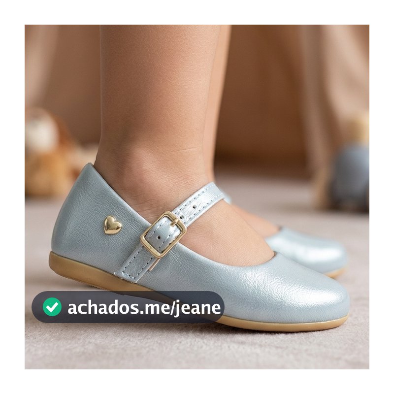 Sapatilha Infantil Menina Coração Azul Bebê Confortável Resistente Antiderrapante
