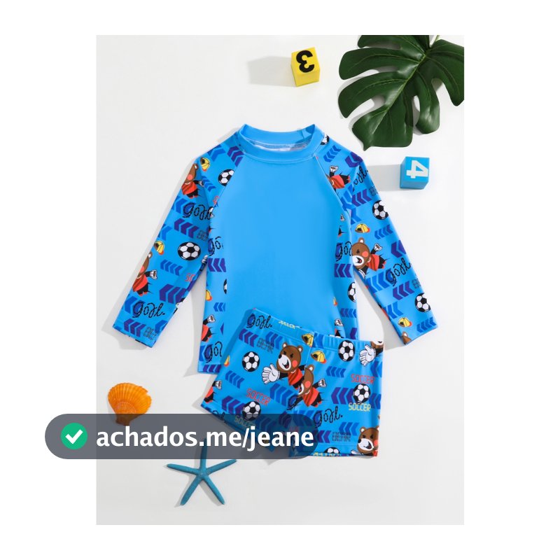 RWX VEST Conjunto de Praia Infantil - Tema Futebol com Ursinhos 2024 B3125