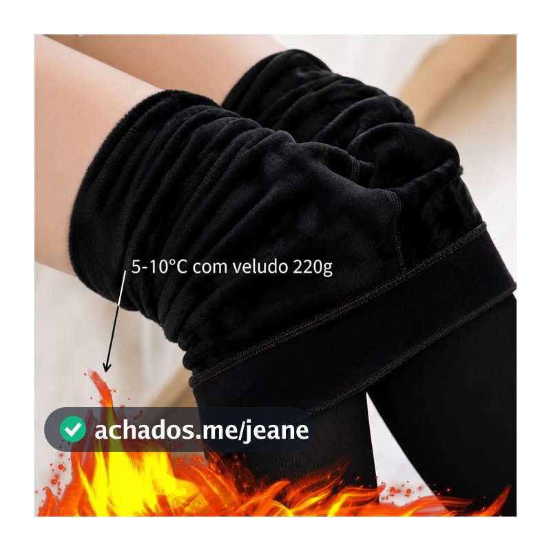 Meia-Calça Térmica Forrada Flanelada de Lã Feminina Super Elástica Slim