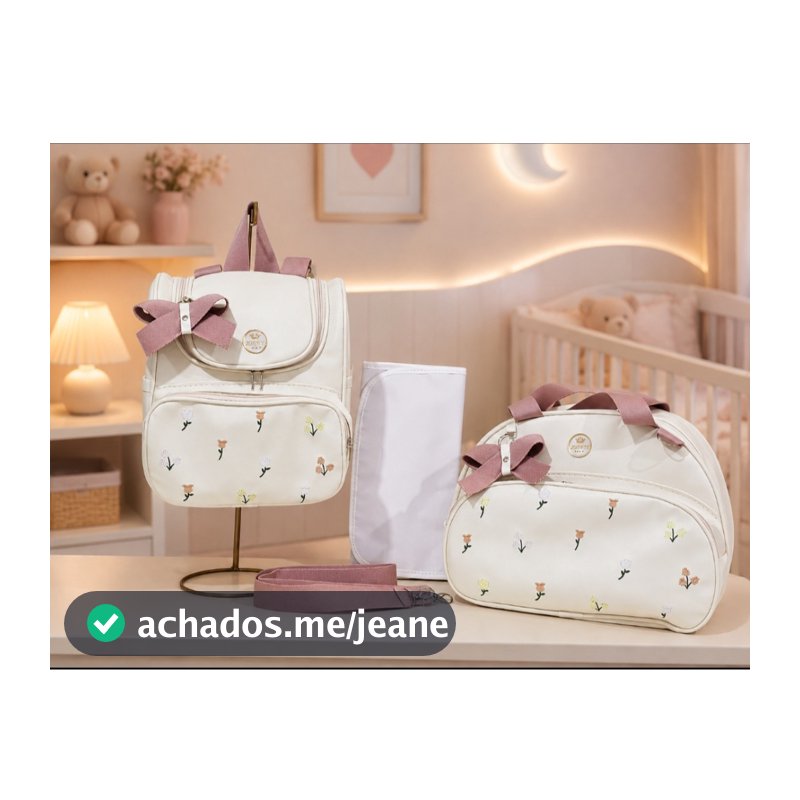 kit Bolsa Maternidade kit 3 peças de Luxo com mochila versátil 2 em 1, para bebê /Menina