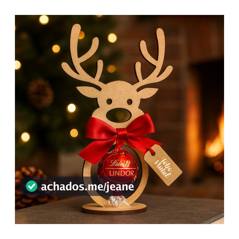 Kit Peças Lembrancinhas Natal Renna Porta Bombom Mdf 10cm Decoração Presentes Família Amigos