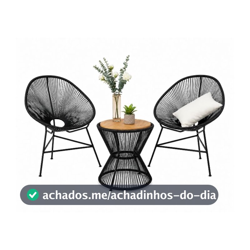 kit Varanda 2 Cadeira Acapulco +Mesa Ampulheta Fibra Sintética