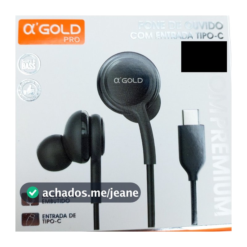 Fone de Ouvido Com Fio Intra Auricular In-ear Tipo-C Microfone Premium Cabo Trançado Borracha Extra