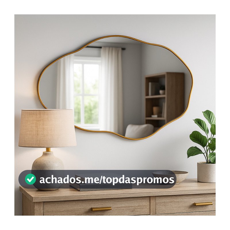 Espelho Orgânico Pedra 60x40cm Decorativo Moderno Para Sala Quarto Banheiro