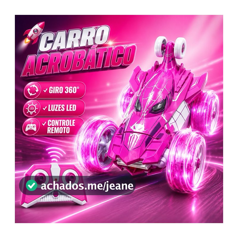Carrinho Controle Remoto 360° Recarregável Luzes LED Música Carrinho Radical Infantil Menino e Menina +3 Anos