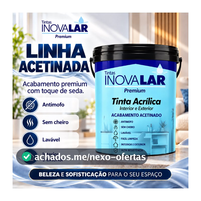 Tinta Acetinada Toque de Seda Inovalar 18kg Acetinado, Lavável e Antimofo Bom Rendimento